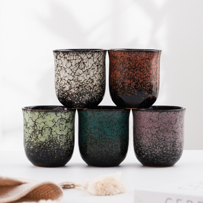 Distinctive Good Quality 200ml Chinese Reactive Glaze Colorful Ceramic Tea Cup Coffee Crackle Glaze Creative Water Mug