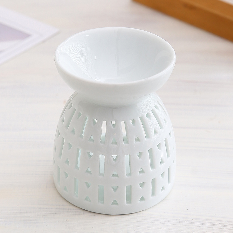 White Aroma Essential Fragrance Aroma Wax Melt Tealight Candle Warmer tealight ceramic oil burner