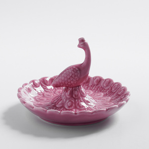 Popular Flamingo Wedding Decorative FaithLove Ring Trinket Tray Pink Ceramic Ring Jewelry Dish For Customized