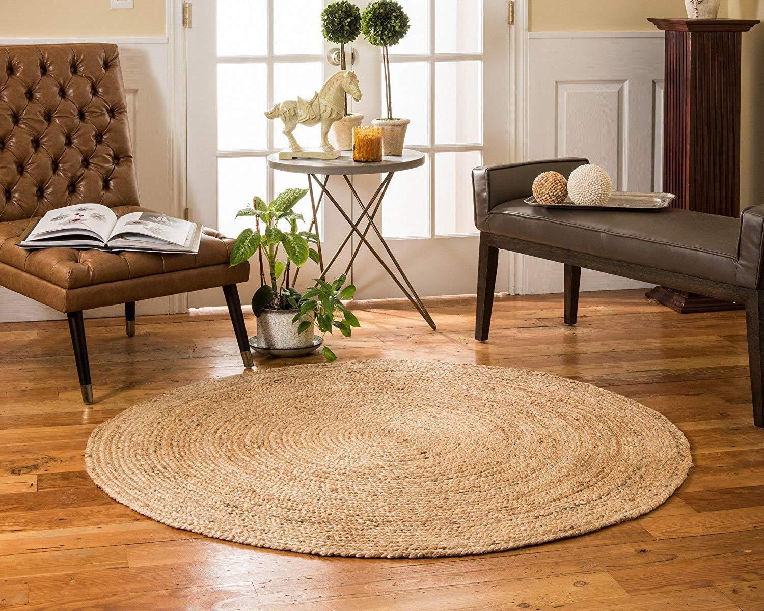 Handmade Jute Rugs For Home Decors Textile Indian Handmade Bradded Jute Rug Cotton Mixed Jute Carpet