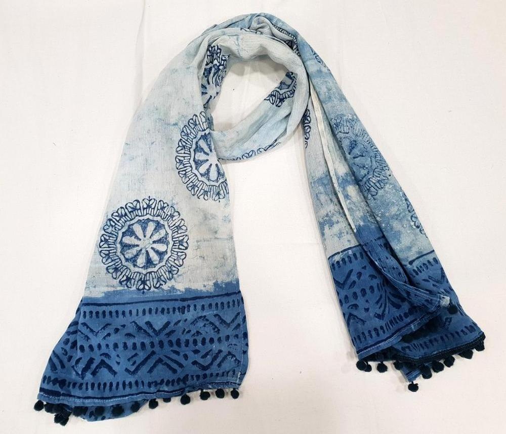 20 pcs wholesale lot Indigo dabu Hand Block Print women wear scarf Sarong Stole Beautiful Printed Cotton Scarf