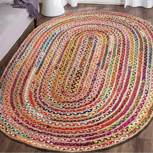 Handmade Jute Rugs For Home Decors Textile Indian Handmade Bradded Jute Rug Cotton Mixed Jute Carpet