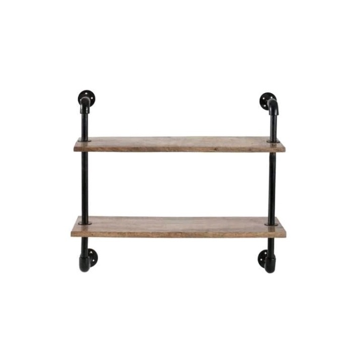 Wood Hanging Shelf Wall Swing Storage Shelves 2  Tier Jute Rack Organizer Black White Set OEM Logo Wooden Style Living Packing