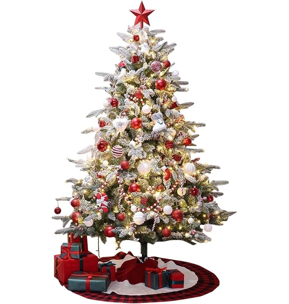 Custom Flocked Xmas Tree PVC snow Christmas Tree 6ft 7ft 10ft Artificial Christmas Tree Best for home and Christmas decoration