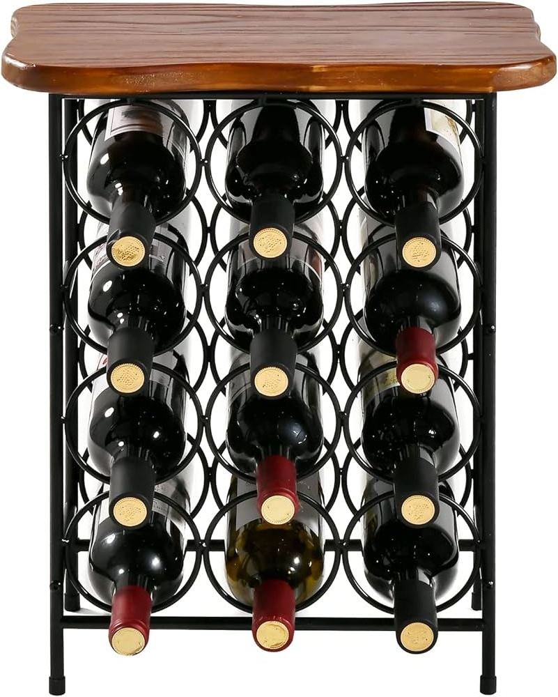 Rustic solid wood with metal support wall-mounted shelf 16 bottle wine rack wall mounted holder wine and glass rack