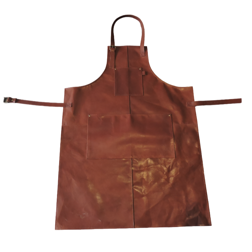 Customised Genuine Goat Leather Extra Large Kitchen Apron with One Pocket For Carry Many More Little Things