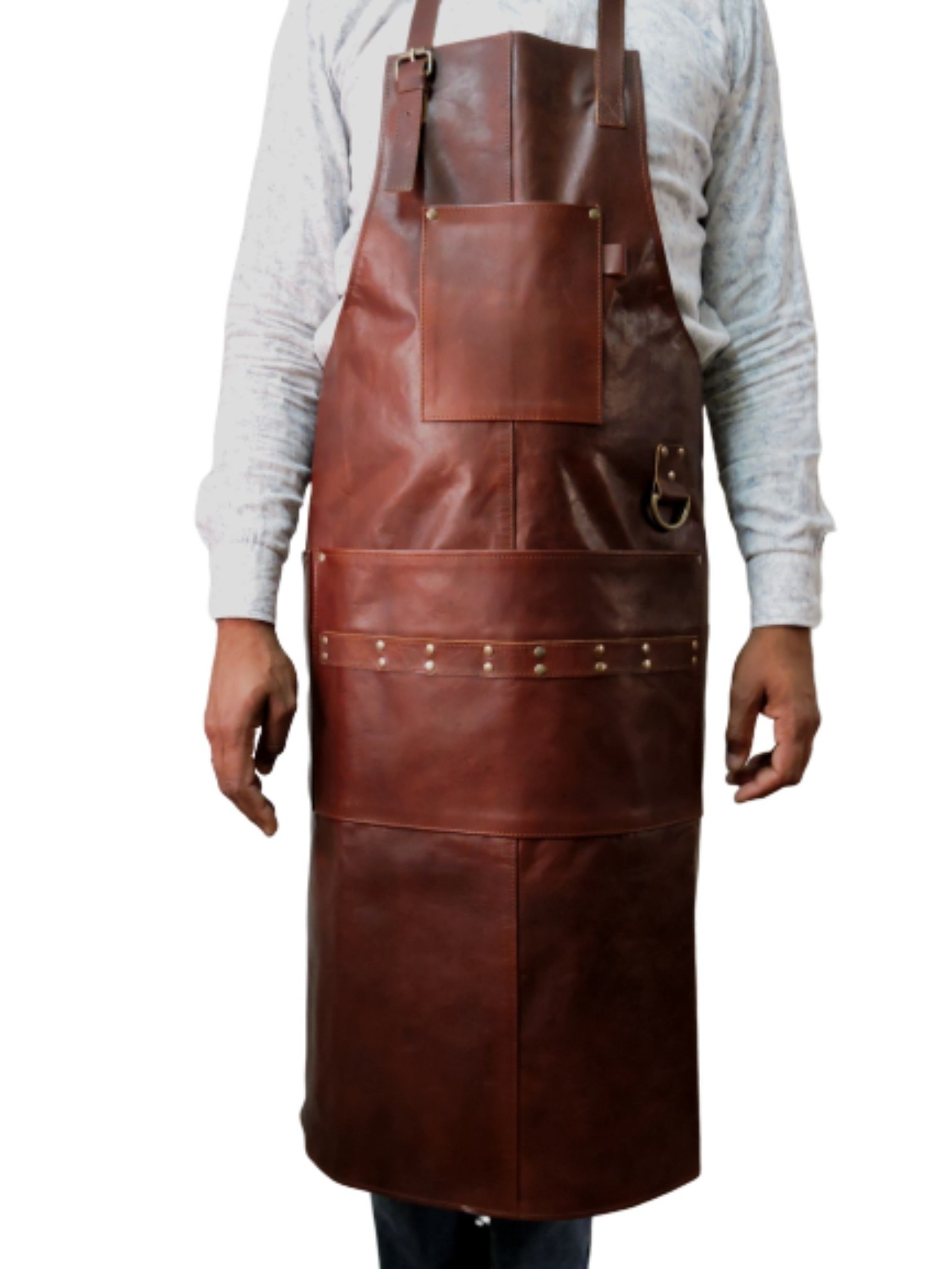 Customised Genuine Goat Leather Extra Large Kitchen Apron with One Pocket For Carry Many More Little Things