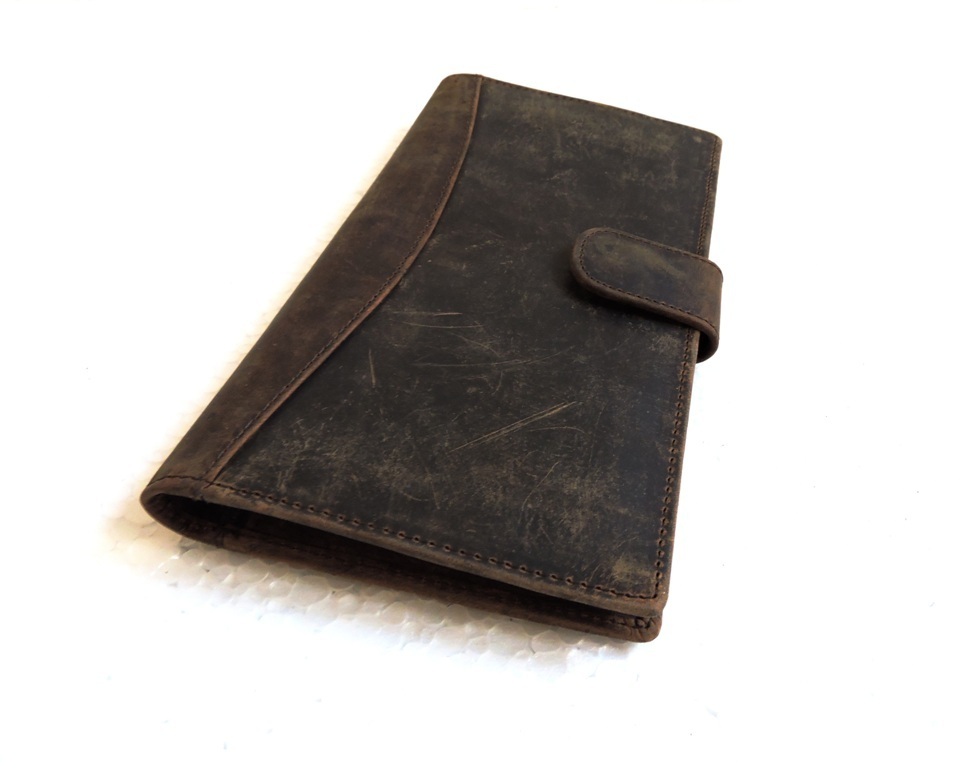 Genuine Leather Passbook Holder Cheque Book Case Credit Card Travel RFID Wallet for Men and Women