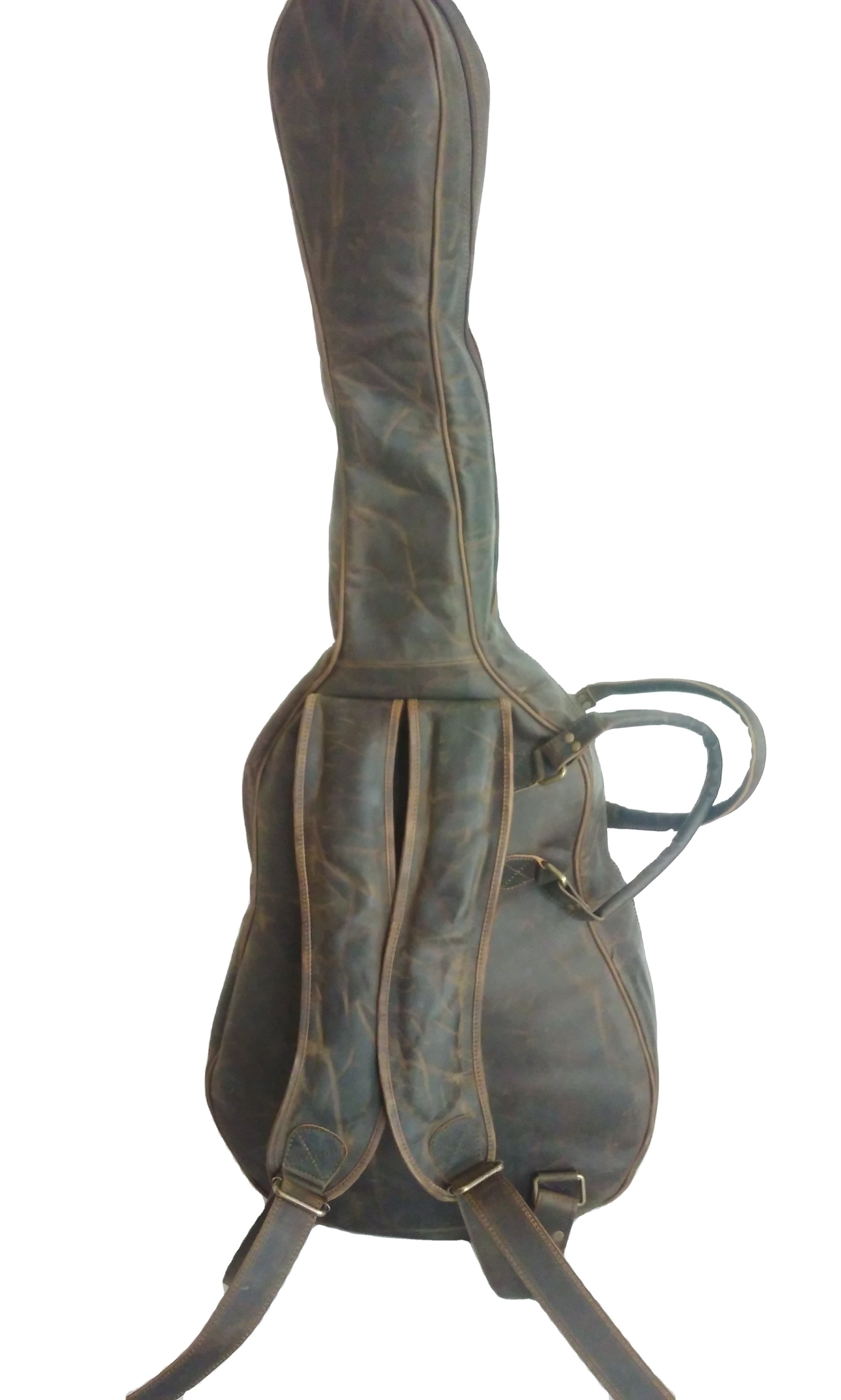 Customised Genuine Leather Handmade Guitar Soft Case with Zipper Closer and Front Two Pockets for Daily Use