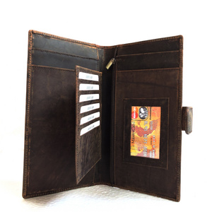 Genuine Leather Passbook Holder Cheque Book Case Credit Card Travel RFID Wallet for Men and Women