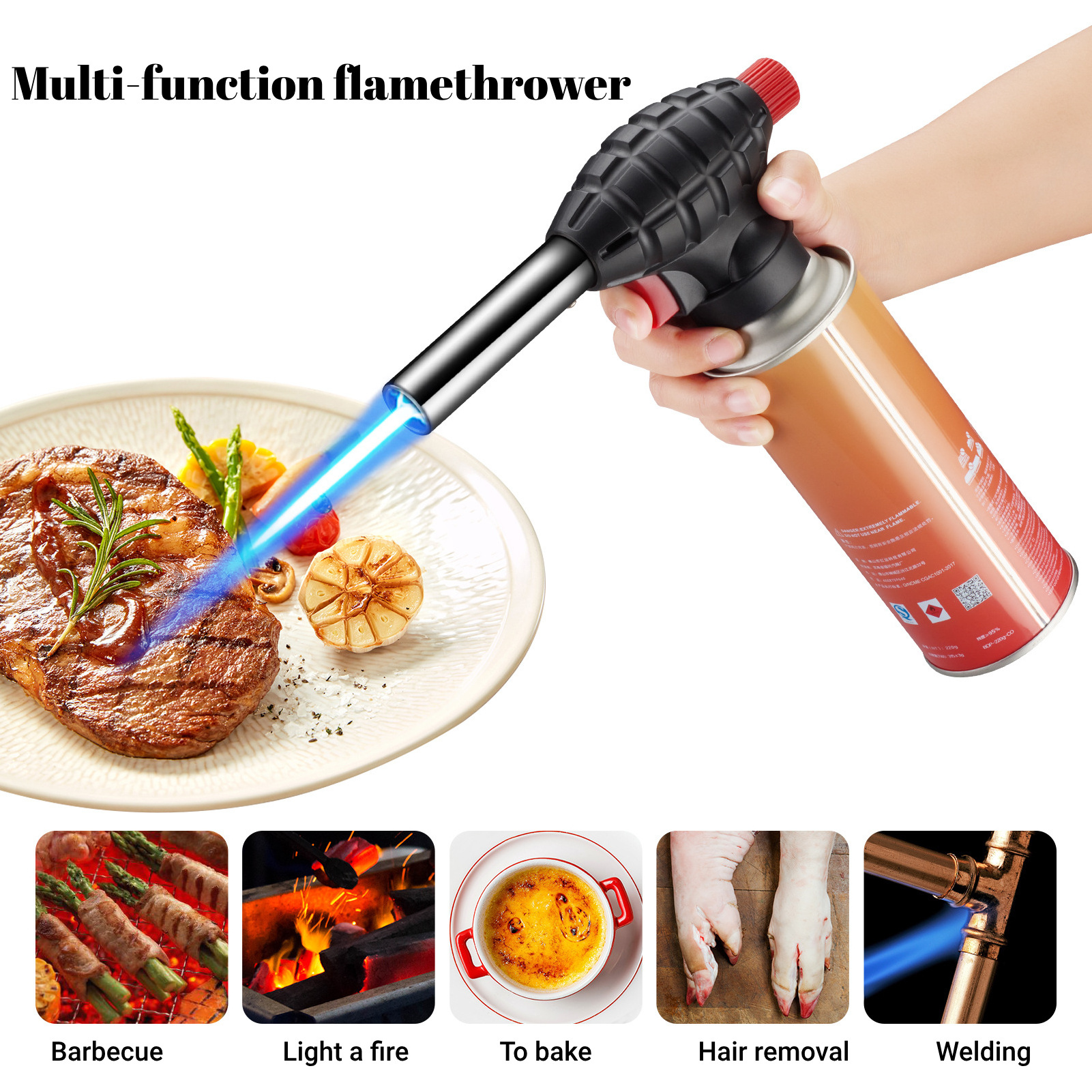 Portable Welding Gas Torch 1300 Celsius 806 Butane Soldering Gas Burner Thrower Flame Gun Nozzle Outdoor Barbecue Welding Tools