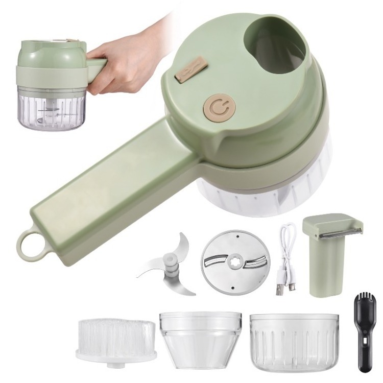 Vegetable Chopper 4 in 1 Handheld Electric Food Chopper Set Wireless Vegetable Cutter Set with USB Powered for Garlic Chili Onio