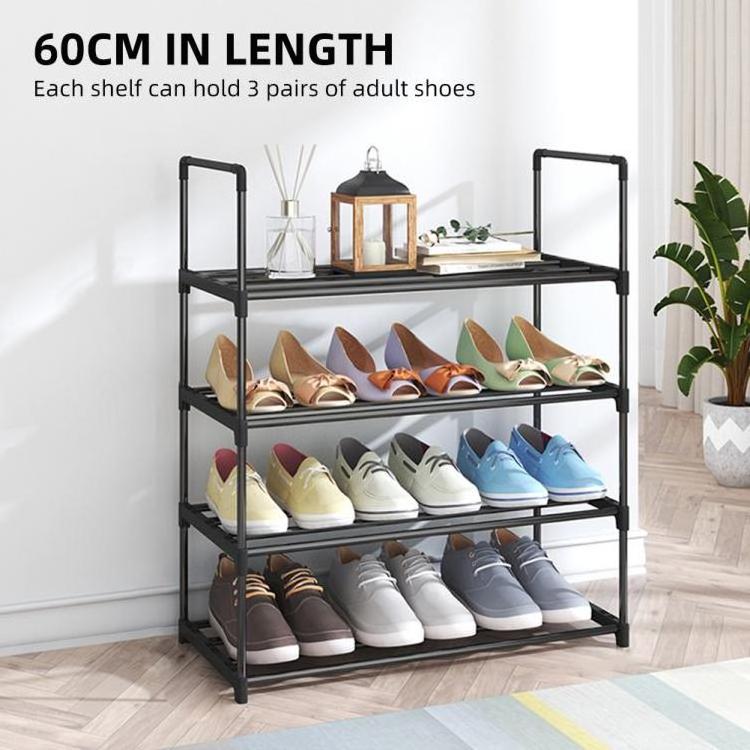 Shoe Rack 4 Tier / 6 Tier Shoe Organizer with 4 Shelves / 6 Shelves Metal Shoe Storage Stackable for Living Room Hallway Entranc