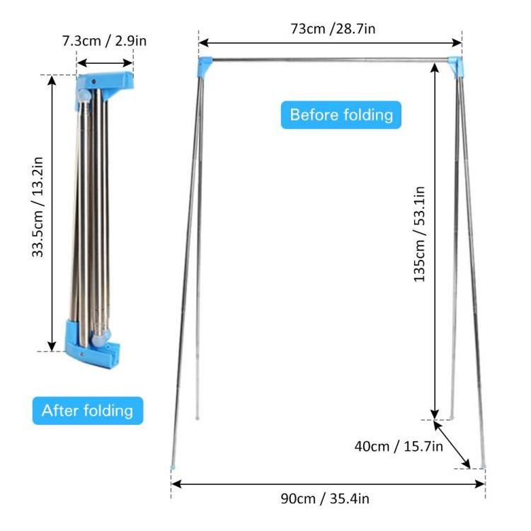 Portable Garment Rack Stainless Steel Foldable Coat Rack Collapsible Mini Clothing Rack for Travel Camping RV Indoor Outdoor