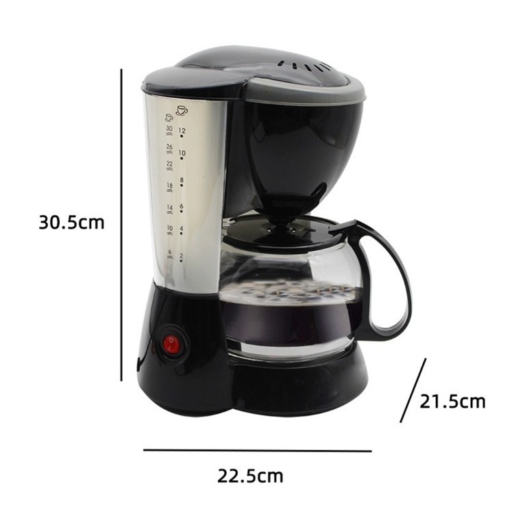 Coffee Maker Small Home Portable Automatic American Drip 800W Large Capacity Office Household Coffee Maker with Po