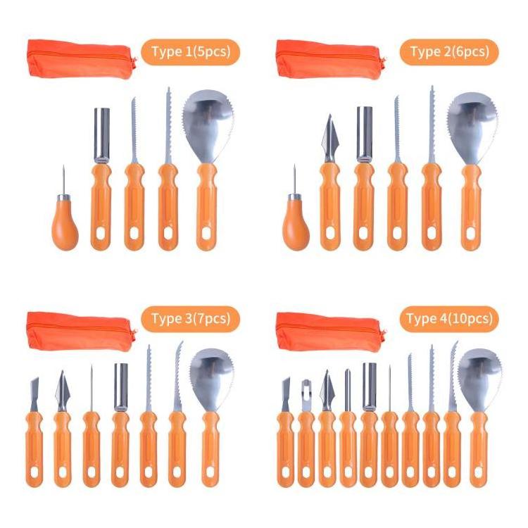 10PCS Halloween Pumpkin Carving Kit Professional Stainless Steel Tools Professional Pumpkin Cutting Carving Supplies