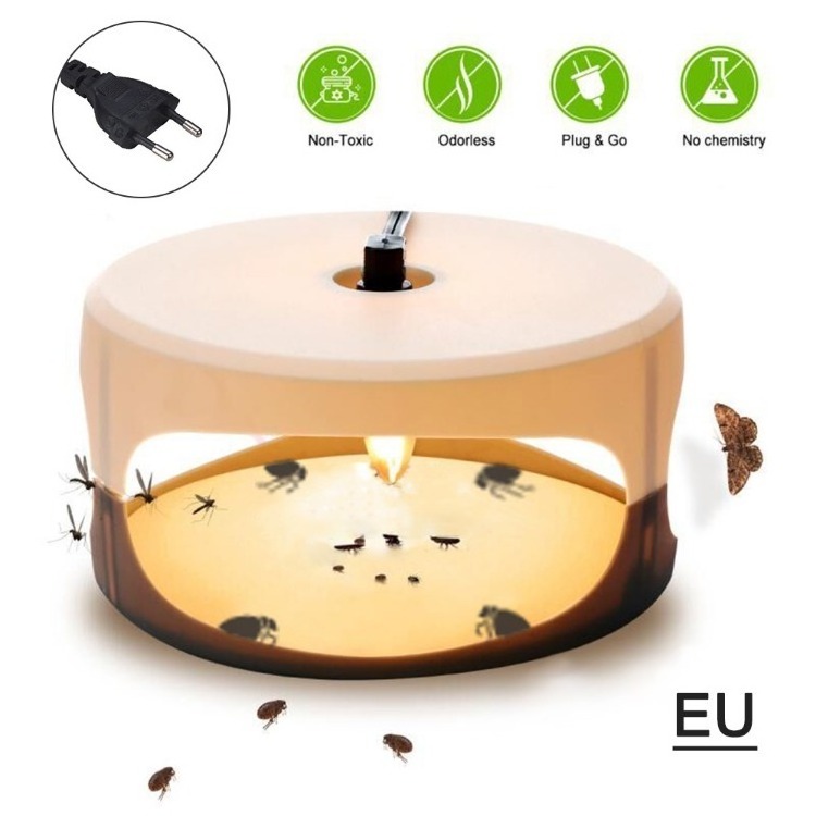 Sticky Flea Trap Dome Flea Bed Bug Trap with 2 Glue Discs, Odorless Non-toxic Flea Killer Trap Pad, Flea Trap Light Children and