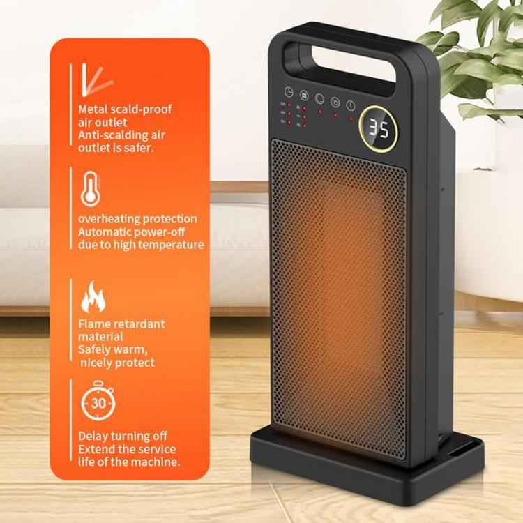 PTC Heating Electric Heater Touch Screen Remote Control Intelligent Timing Shaking Head Household Living Bathing Vertical Heater