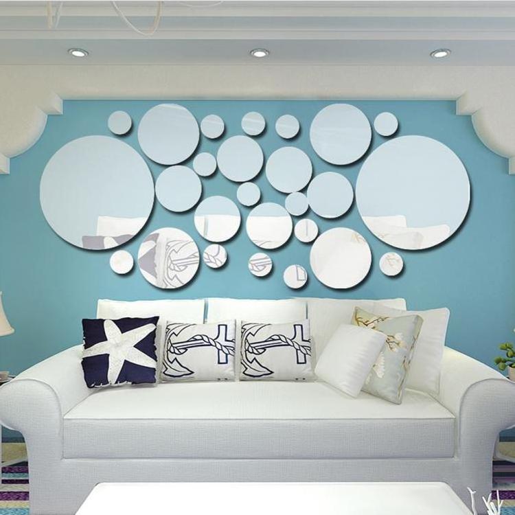 26pcs/set Acrylic Polka Dot Wall Mirror Stickers Room Bedroom Kitchen Bathroom Stick Decal Home Party Decoration Decor Art Mural