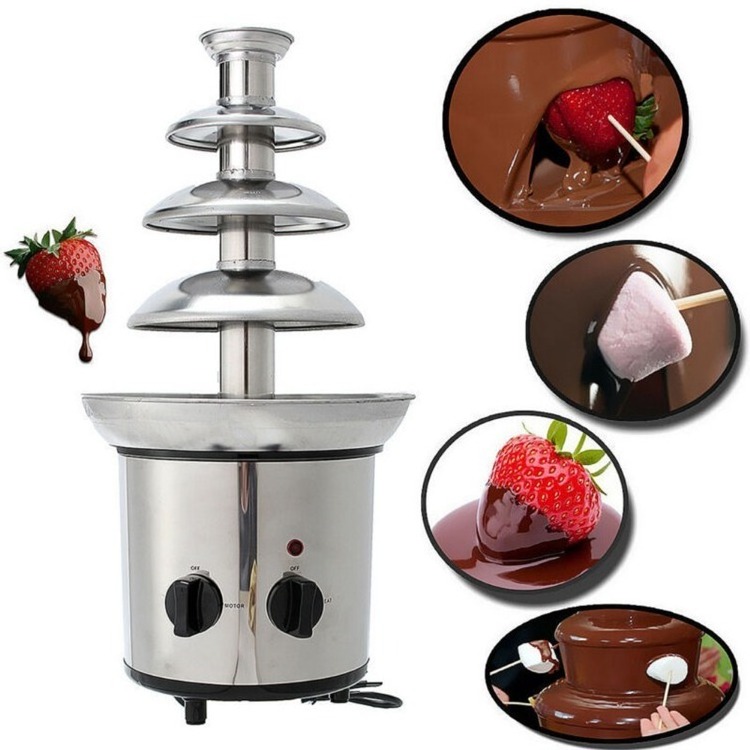 Chocolate Fountain, 4 Tiers Electric Melting Machine, Fondue Pot Set, for Chocolate Candy, Ranch, Nacho Cheese