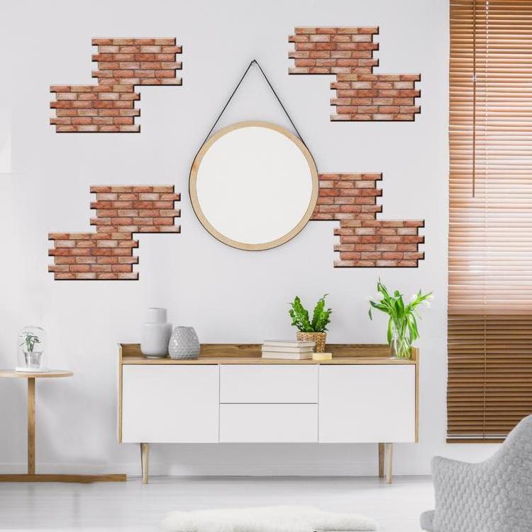 3 Dimension Red Brick Water-resistant Moistureproof Removable Self Adhesive Wallpaper Peel & Stick PVC Wall Stickers for Living