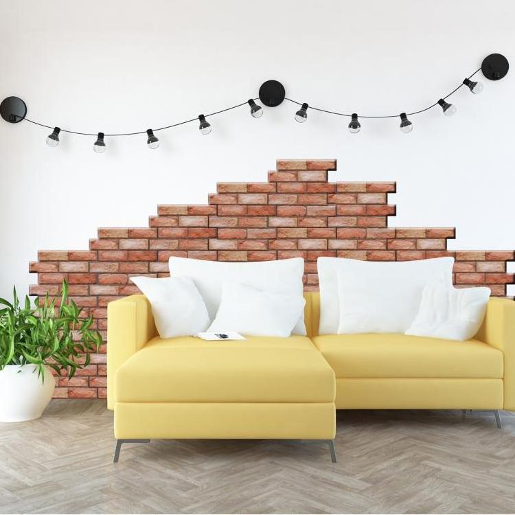 3 Dimension Red Brick Water-resistant Moistureproof Removable Self Adhesive Wallpaper Peel & Stick PVC Wall Stickers for Living