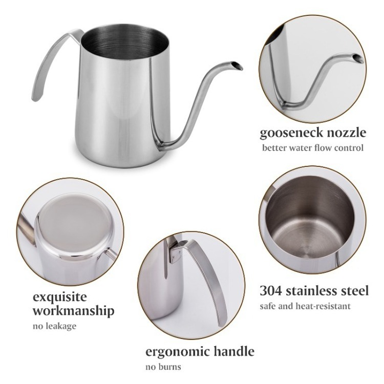 350ml Stainless Steel Hand Drip Coffee Kettle Gooseneck Pour over Coffee Kettle Tea Kettle