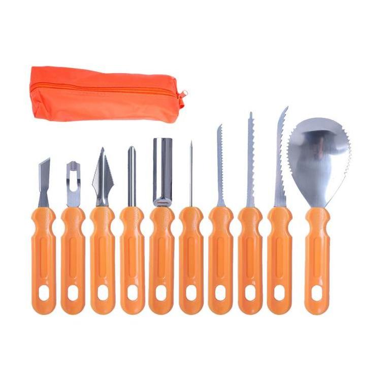 10PCS Halloween Pumpkin Carving Kit Professional Stainless Steel Tools Professional Pumpkin Cutting Carving Supplies