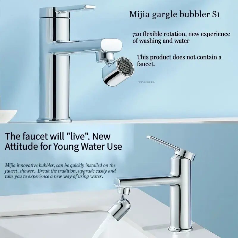 Xiaomi Mijia Mouthwash Bubbler S1 Universal Faucet 720 Rotatable Splash-proof Water Nozzle Joint To Wash Face Bathroom Supplies