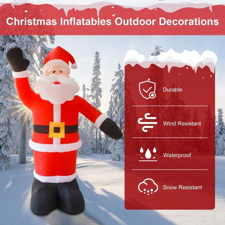 8FT Tall Christmas Inflatables Santa Claus Waterproof 9 LED Light Up Giant Inflatable Santa with Wind Rope and Floor Stakes Blow