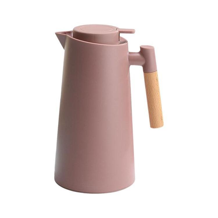 1L Thermal Coffee Carafe Double Walled Vacuum Coffee Pot Thermal Carafe Thermos Pot With Wood Handle Water Kettle Insulated