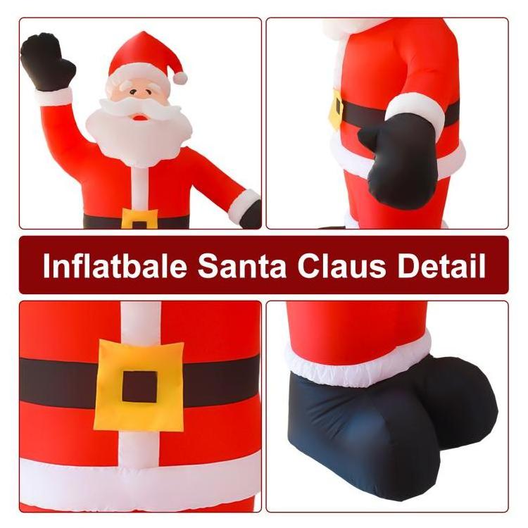 8FT Tall Christmas Inflatables Santa Claus Waterproof 9 LED Light Up Giant Inflatable Santa with Wind Rope and Floor Stakes Blow