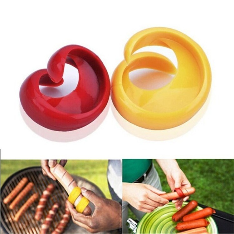 2Pcs Sausage Cutter Set Food -Grade Plastic Manual Sausage Cutter Spiral Barbecue Hot Dogs Cutter Slicer Kitchen Cutting Gadget