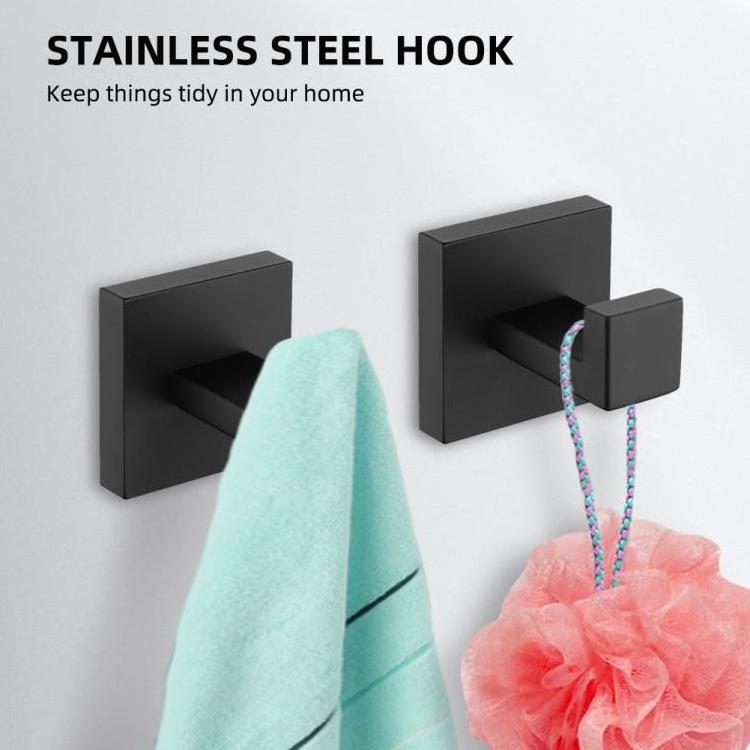 2 PCS wall hook towels black stainless steel hook anti -corrosion -based protective hook bath room accessories jacket