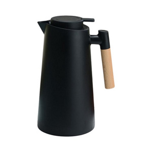 1L Thermal Coffee Carafe Double Walled Vacuum Coffee Pot Thermal Carafe Thermos Pot With Wood Handle Water Kettle Insulated