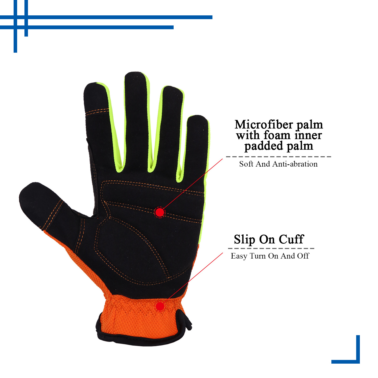 HANDLANDY Brand New Foam padded Microfiber Palm anti vibration Mechanical gloves touch screen fingertip