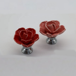 Rose Pulls Flower Ceramic Drawer Knobs for Kitchen Cabinets Pull Knobs Cupboard Dresser Wardrobe Door Handle