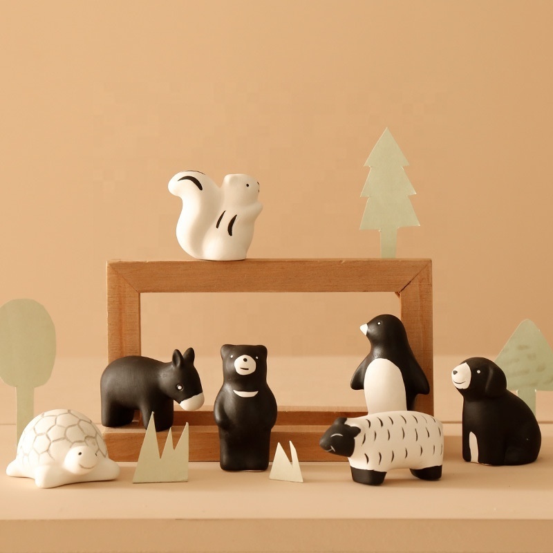 Creative ceramic cure cute small animal decorations desktop small ornaments home cute furnishings decoration