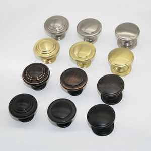 Alloy Zinc Round Drawer Handles Antique Brass Cabinet Furniture Accessory Gold Black Copper Brushed Cabinet Drawer Knobs