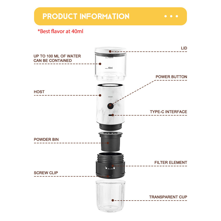 Bulk price new design travel car USB coffee on the go mini automatic espresso  drip portable coffee makers