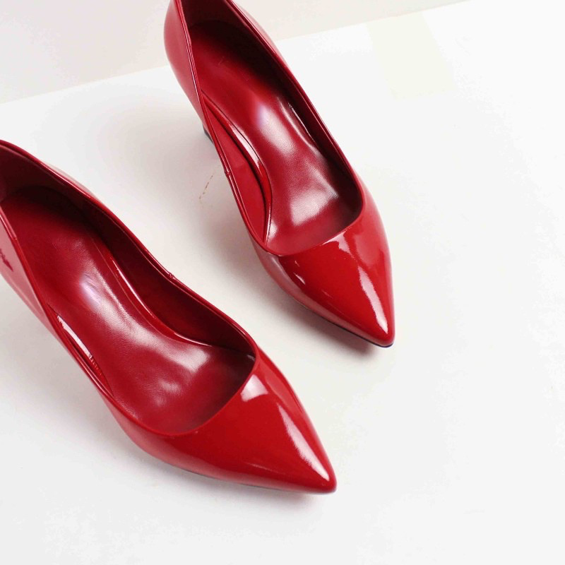 GFMA Brand Handmade Pumps For Women Red Genuine Leather High Heeled Shoe Ladies Wedding Office Dress Shoes Heels Zapatos Mujer