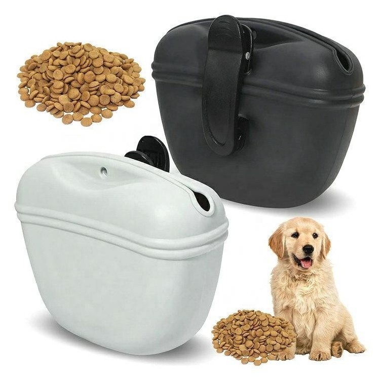 Portable Dog Snack Treat Pouch With Belt Silicone Pet Training Bag