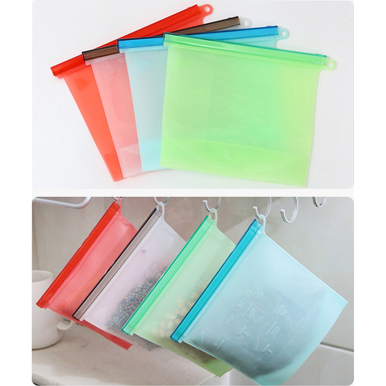 Good Grade Reusable Sealed Silicone Bag Leak Proof Vacuum Reusable BPA Free Silicone Storage Food Bag