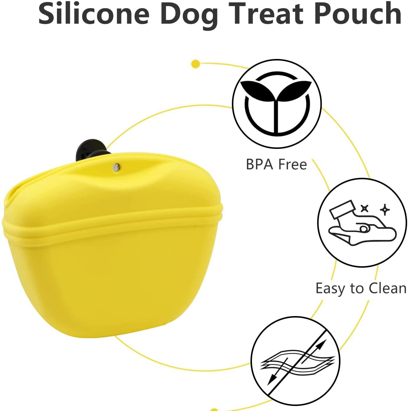 Portable Dog Snack Treat Pouch With Belt Silicone Pet Training Bag