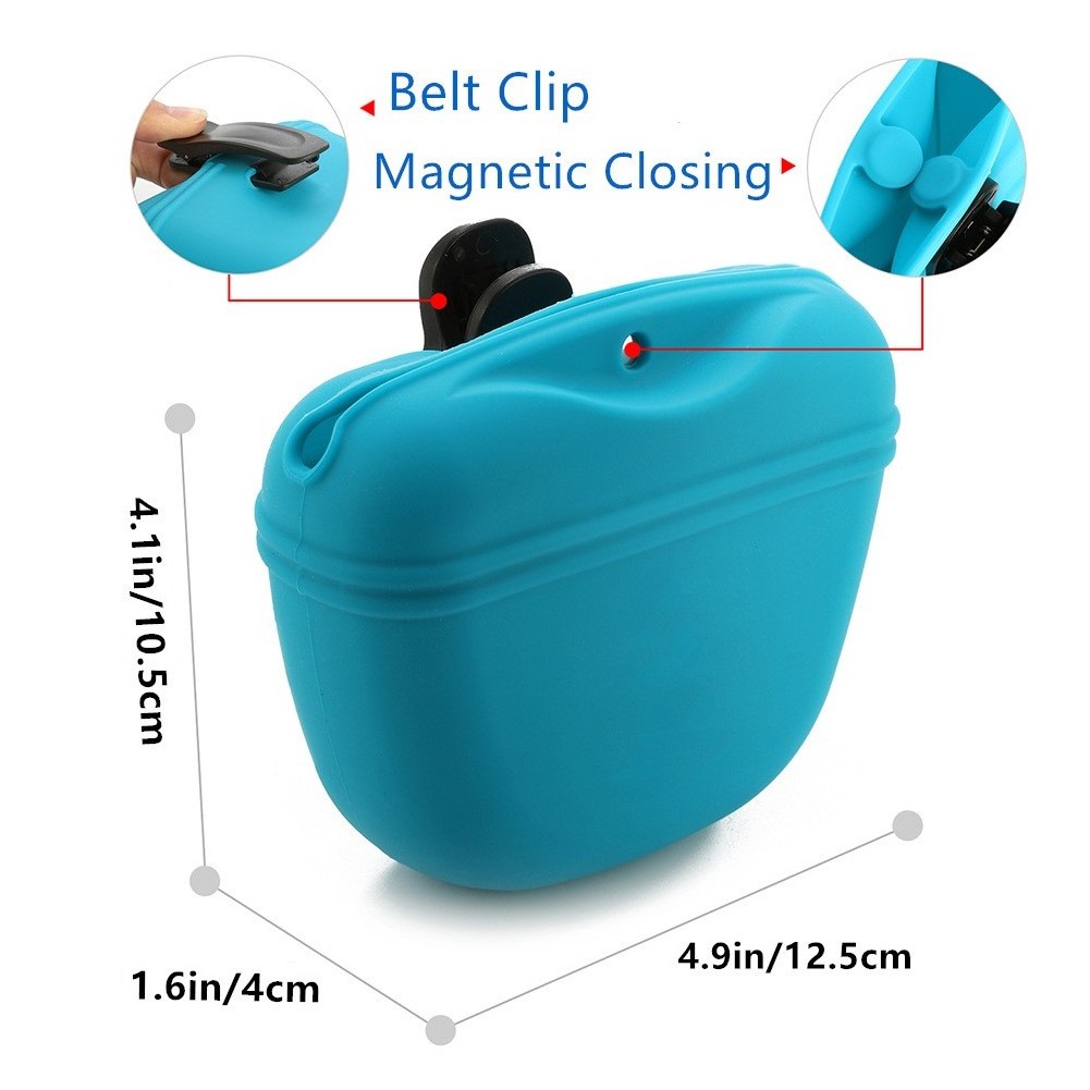 Portable Dog Snack Treat Pouch With Belt Silicone Pet Training Bag