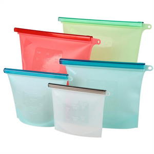 Good Grade Reusable Sealed Silicone Bag Leak Proof Vacuum Reusable BPA Free Silicone Storage Food Bag