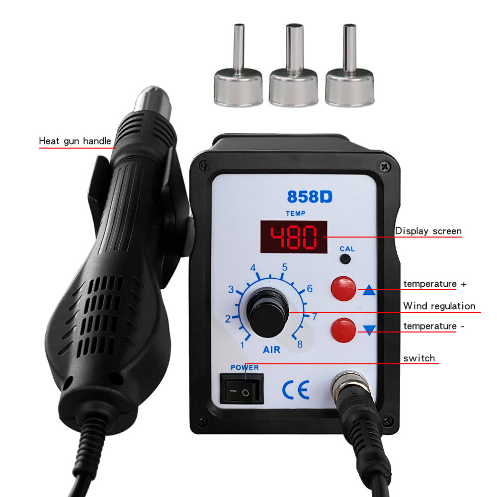 handskit 858D Hot Air Gun 700W BGA Rework Solder Station Soldering Heat Air Gun Station   For SMD SMT Welding Repair Tools