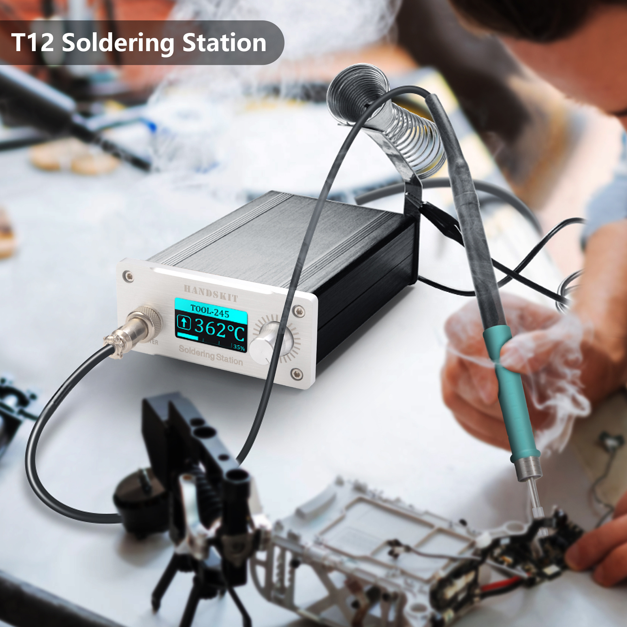 handskit  T245  2Second Fast Heating STC  Solder Station 200W  OLED 1.3 Display Adjustable Temperature Sleep-Time Welding Iron