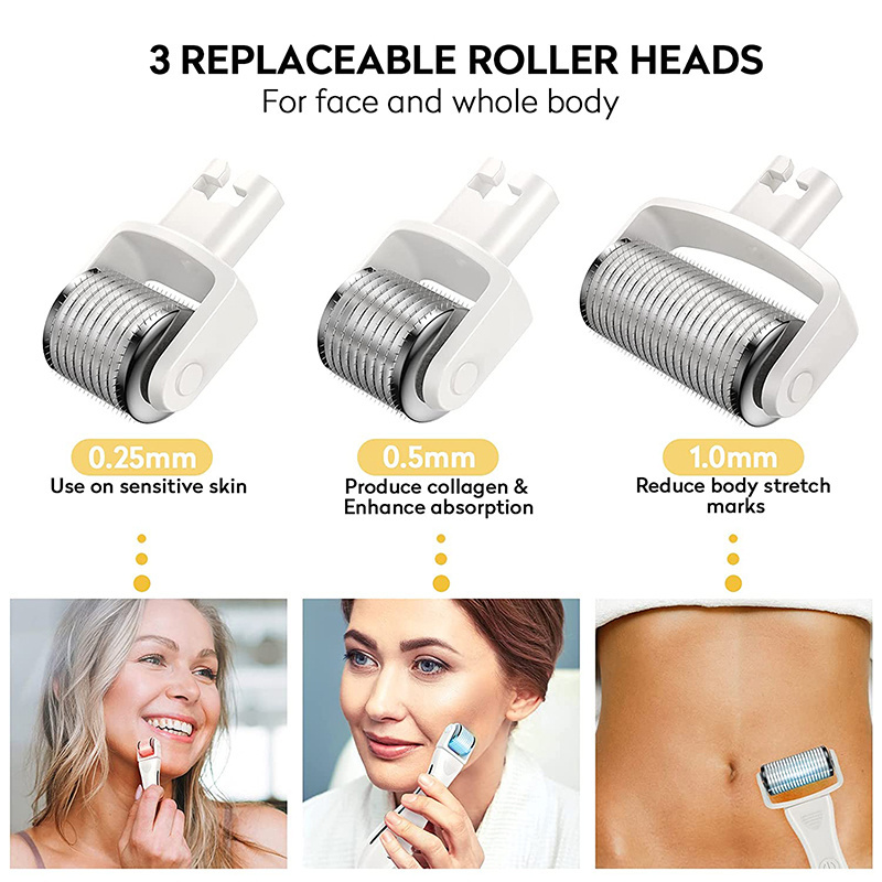 Red/blue led therapy light derma roller electric microneedle derma roller wireless derma roller for hair regrowth