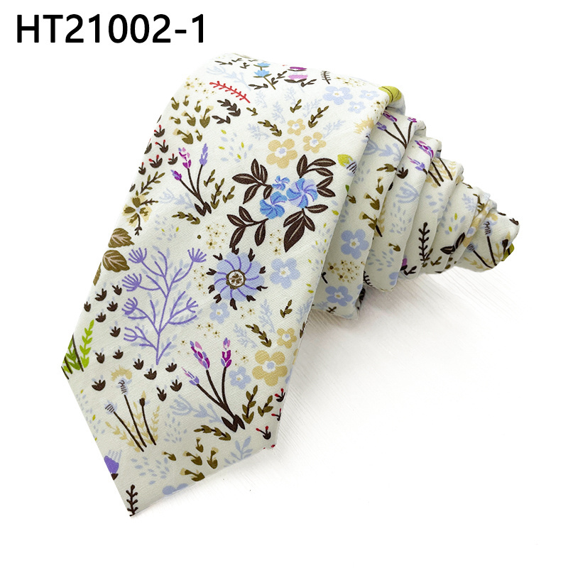 Winter Colors Mens Neckties Cotton Flowers Fashion Designs Printed Skinny Ties